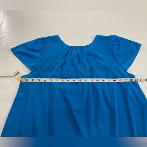 Shadow Line Night Gown Women's Medium Blue Short Sleeve Sleepwear - Picture 9 of 11